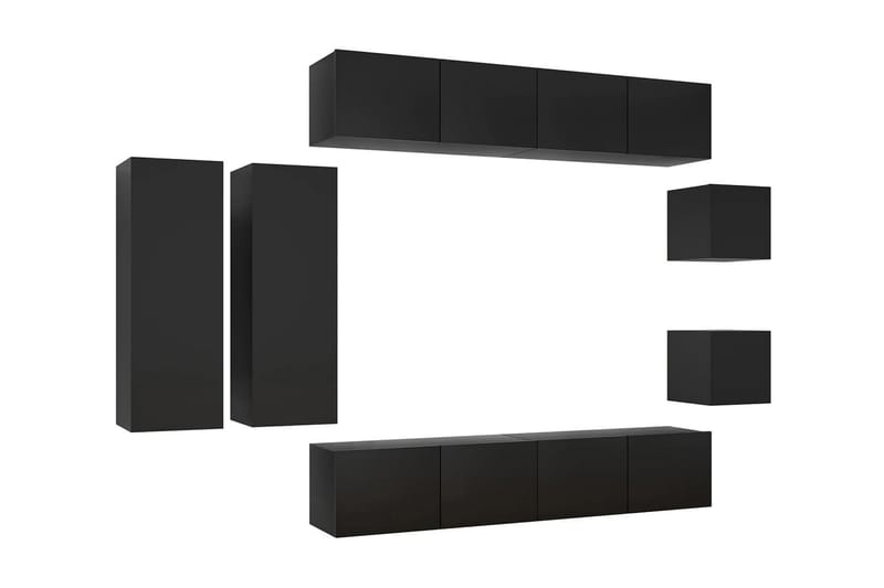 TV-skåp 8 delar svart spånskiva - Svart - Möbler - Tv möbel & mediamöbel - TV skåp