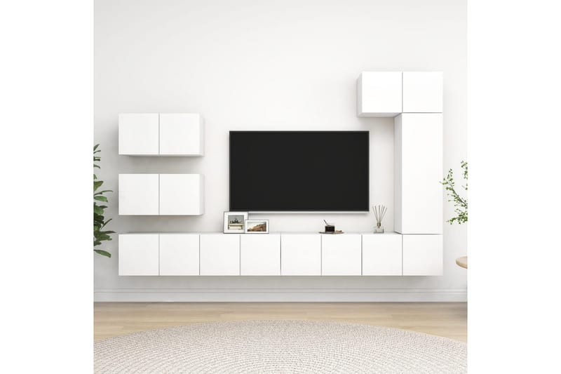 TV-skåp 8 delar vit spånskiva - Vit - Möbler - Tv möbel & mediamöbel - TV skåp