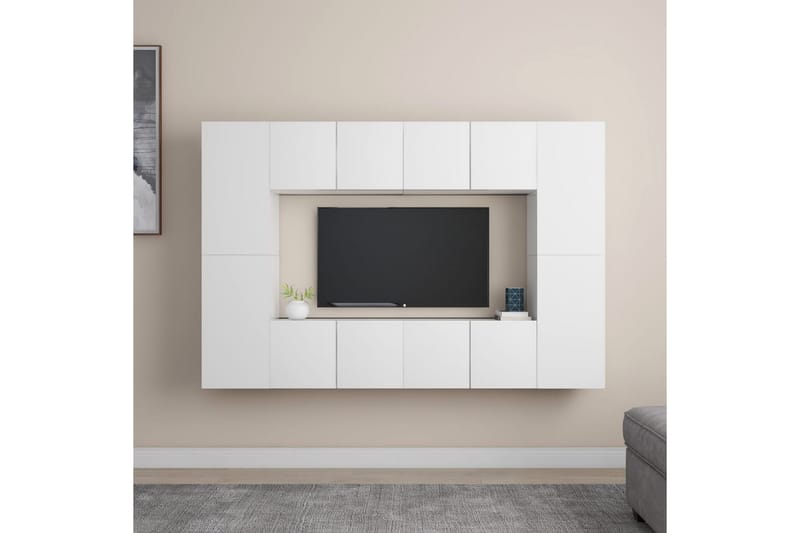 TV-skåp 8 delar vit spånskiva - Vit - Möbler - Tv möbel & mediamöbel - TV skåp