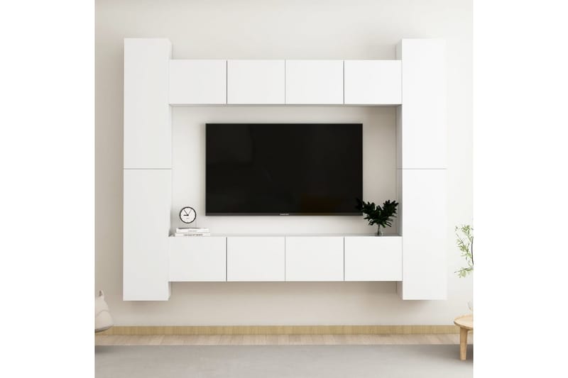 TV-skåp 8 delar vit spånskiva - Vit - Möbler - Tv möbel & mediamöbel - TV skåp