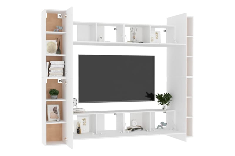 TV-skåp 8 delar vit spånskiva - Vit - Möbler - Tv möbel & mediamöbel - TV skåp