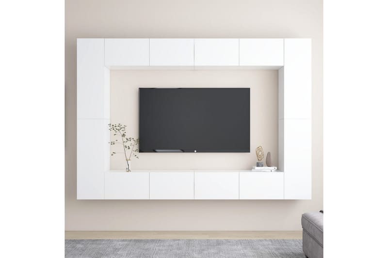 TV-skåp 8 delar vit spånskiva - Vit - Möbler - Tv möbel & mediamöbel - TV skåp