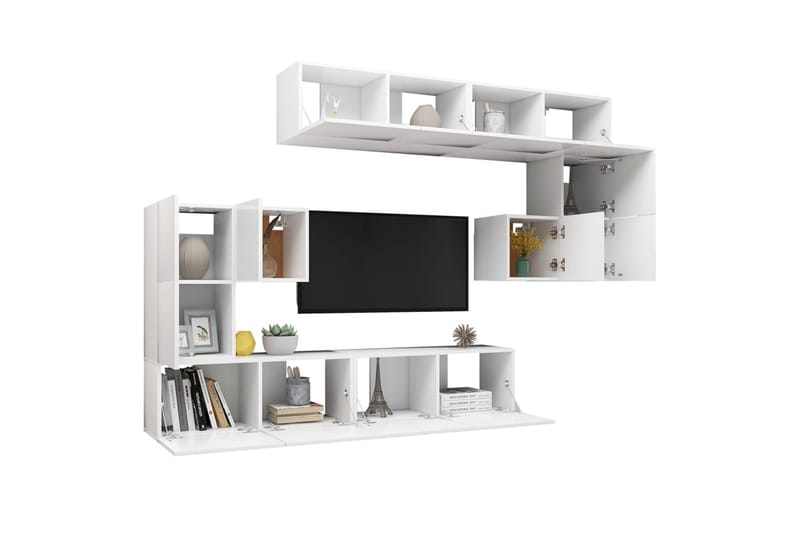 TV-skåp 8 delar vit spånskiva - Vit - Möbler - Tv möbel & mediamöbel - TV skåp