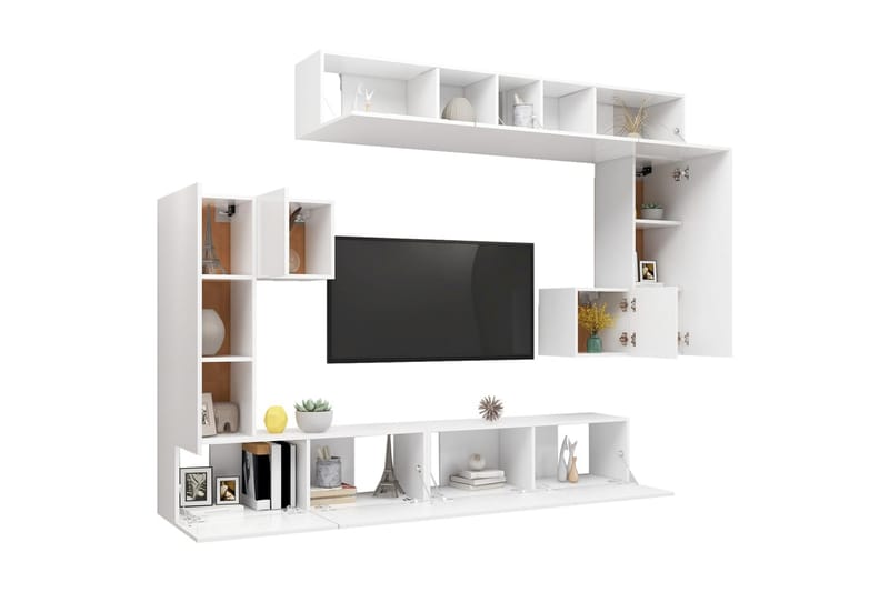 TV-skåp 8 delar vit spånskiva - Vit - Möbler - Tv möbel & mediamöbel - TV skåp