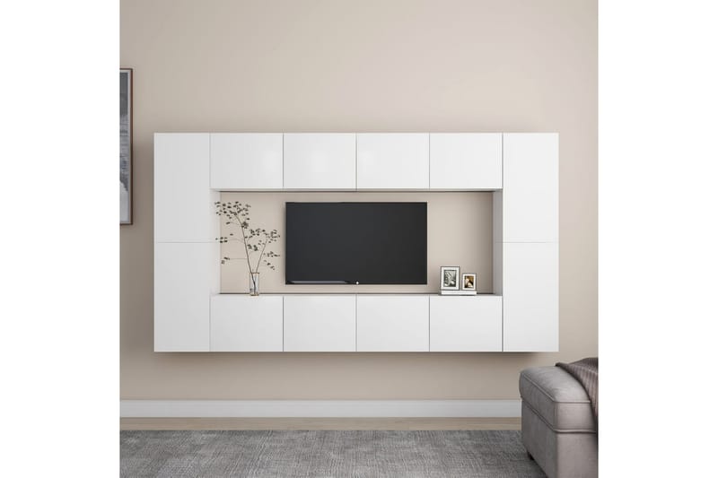 TV-skåp 8 delar vit spånskiva - Vit - Möbler - Tv möbel & mediamöbel - TV skåp