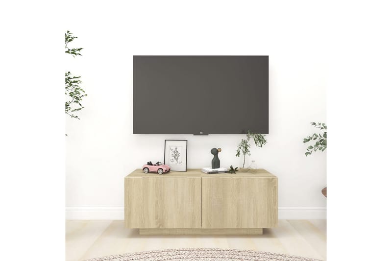TV-skåp sonoma-ek 100x35x40 cm spånskiva - Brun - Möbler - Tv möbel & mediamöbel - TV skåp