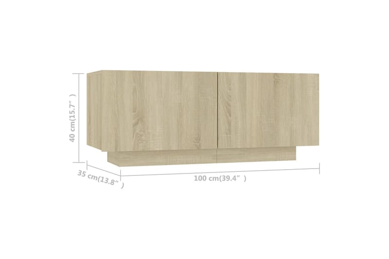 TV-skåp sonoma-ek 100x35x40 cm spånskiva - Brun - Möbler - Tv möbel & mediamöbel - TV skåp