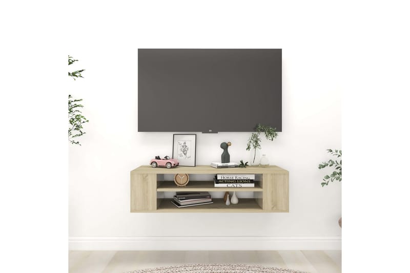 TV-väggskåp sonoma-ek 100x30x26,5 cm spånskiva - Brun - Möbler - Tv möbel & mediamöbel - TV skåp