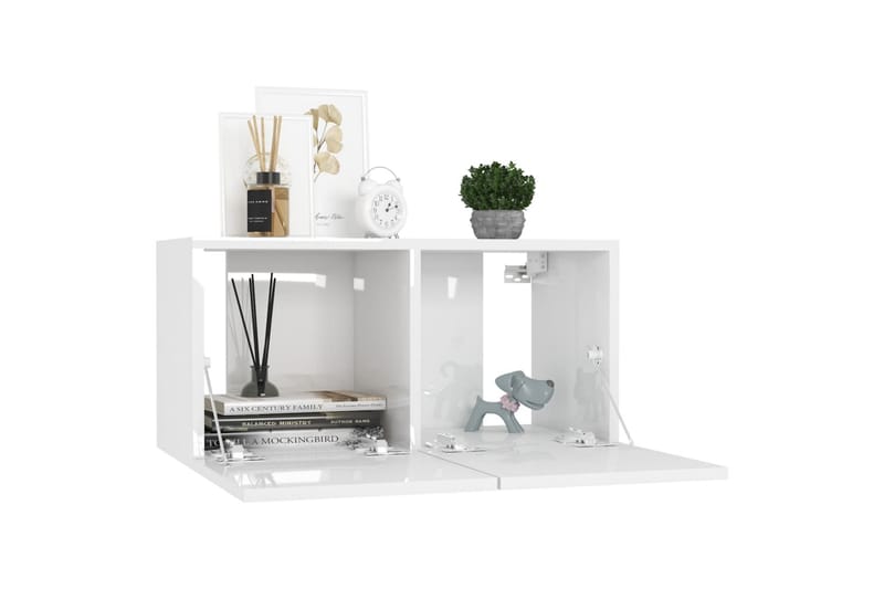 Väggmonterad TV-skåp vit högglans 60x30x30 cm - Vit - Möbler - Tv möbel & mediamöbel - TV skåp