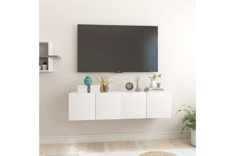 Väggmonterade TV-skåp 2 st vit högglans 60x30x30 cm - Vit - TV skåp
