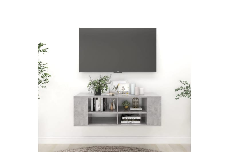 Väggmonterat tv-skåp betonggrå 102x35x35 cm spånskiva - Grå - Möbler - Tv möbel & mediamöbel - TV skåp