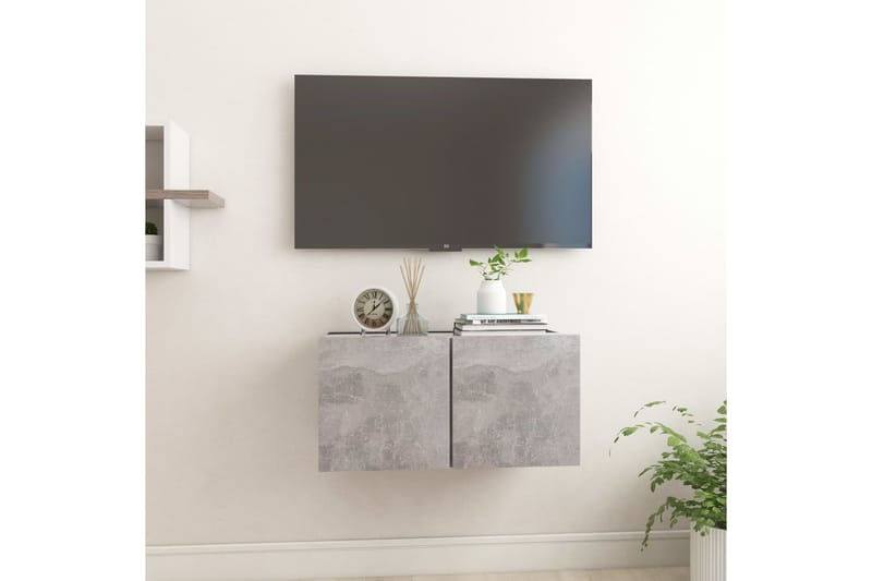 Väggmonterat TV-skåp betonggrå 60x30x30 cm - Grå - Möbler - Tv möbel & mediamöbel - TV skåp