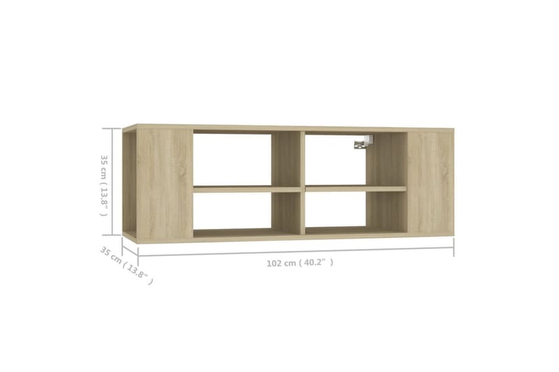 Väggmonterat tv-skåp sonoma-ek 102x35x35 cm spånskiva - Brun - Möbler - Tv möbel & mediamöbel - TV skåp