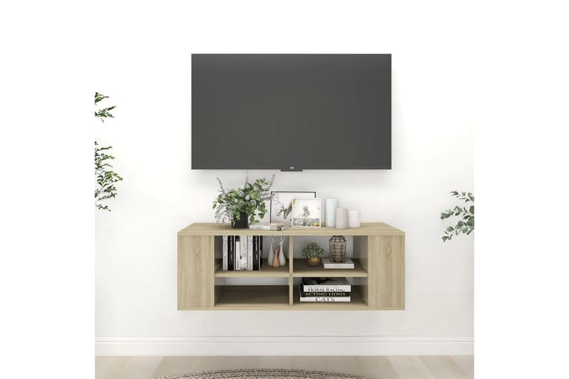 Väggmonterat tv-skåp sonoma-ek 102x35x35 cm spånskiva - Brun - Möbler - Tv möbel & mediamöbel - TV skåp