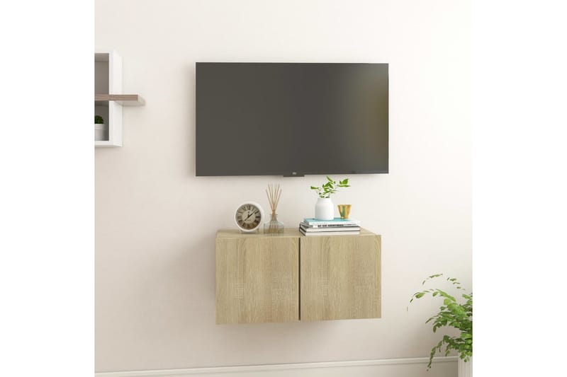 Väggmonterat TV-skåp sonoma-ek 60x30x30 cm - Brun - Möbler - Tv möbel & mediamöbel - TV skåp