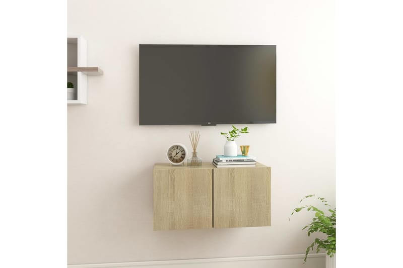 Väggmonterat TV-skåp sonoma-ek 60x30x30 cm - Brun - TV skåp