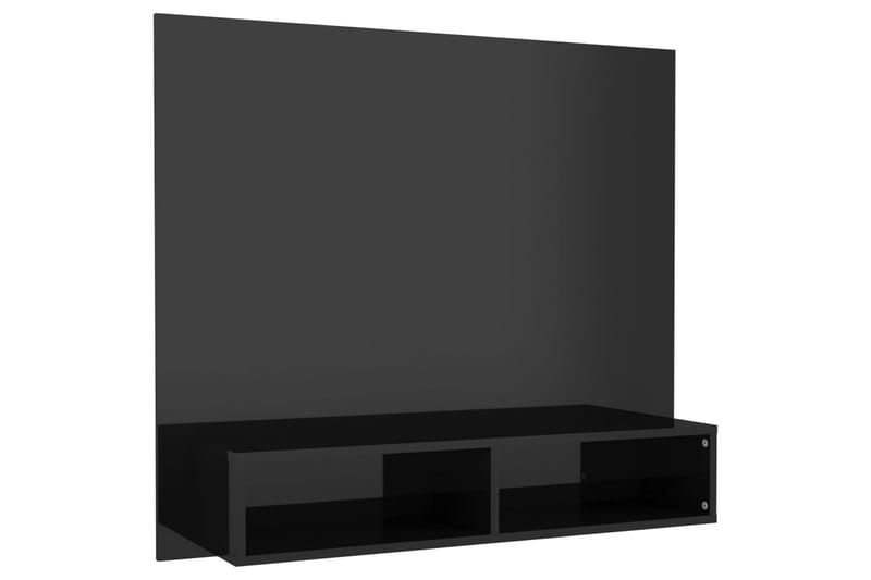 Väggmonterat tv-skåp svart högglans 102x23,5x90 cm spånskiva - Svart - TV skåp