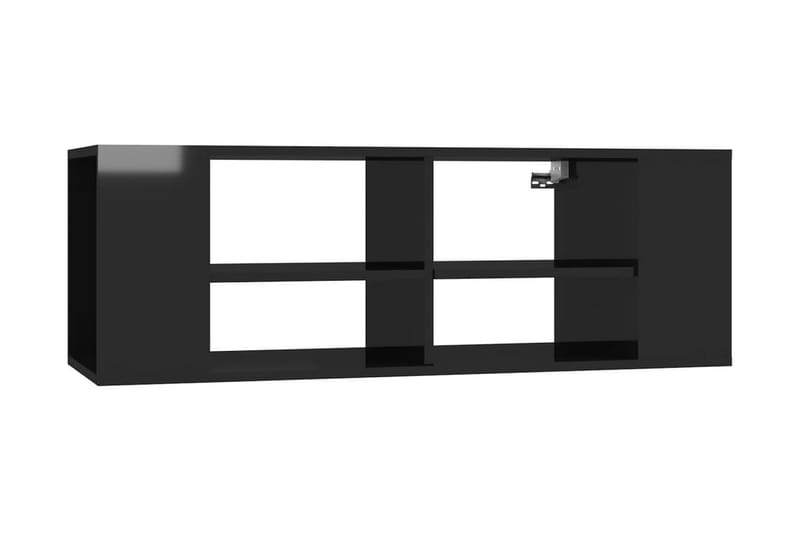 Väggmonterat tv-skåp svart högglans 102x35x35 cm spånskiva - Svart - TV skåp