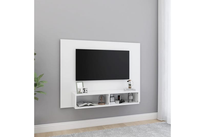 Väggmonterat tv-skåp vit 120x23,5x90 cm spånskiva - Vit - TV skåp