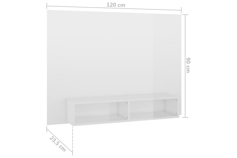 Väggmonterat tv-skåp vit högglans 120x23,5x90 cm spånskiva - Vit - TV skåp