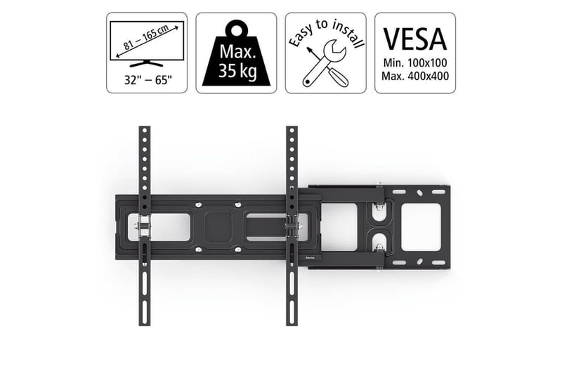 TV Väggfäste Hama VESA Full Motion Upp till 65 Max 35kg Svart - Möbler - Tv möbel & mediamöbel - Mediastativ & väggfäste