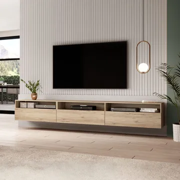 Vägghängd Tv-bänk Baros 3 fällbar dörr - San Remo Ek Ljus Laminat - Möbler - Tv möbel & mediamöbel - TV bänk & mediabänk