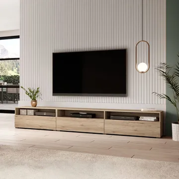 Vägghängd Tv-bänk Baros 3 fällbar dörr - San Remo Ek Ljus Laminat - Möbler - Tv möbel & mediamöbel - TV bänk & mediabänk