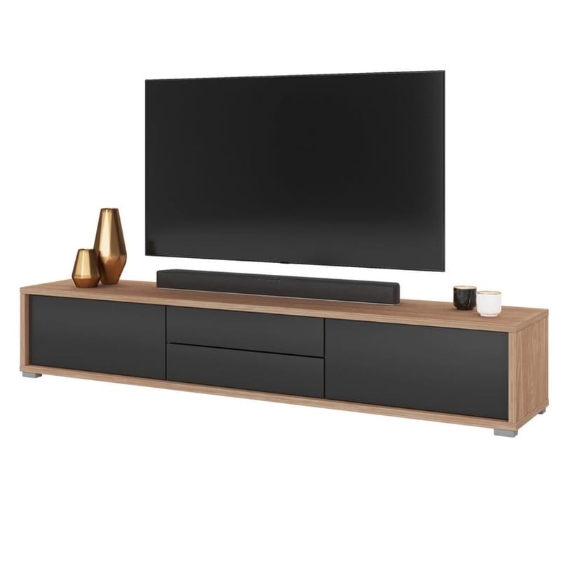 Vägghängd TV-bänk Frida 2 luckor med 2 lådor upp - Antracit - Möbler - Tv möbel & mediamöbel - TV bänk & mediabänk