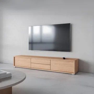 Vägghängd TV-bänk Frida 2 luckor med 2 lådor upp - Oljad Ek - Möbler - Tv möbel & mediamöbel - TV bänk & mediabänk