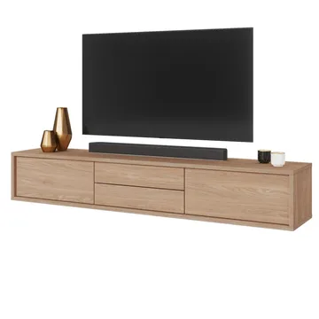 Vägghängd TV-bänk Frida 2 luckor med 2 lådor upp - Oljad Ek - Möbler - Tv möbel & mediamöbel - TV bänk & mediabänk