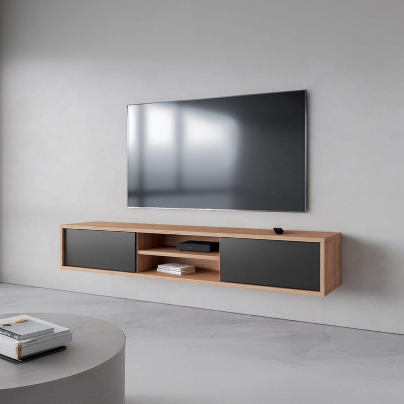 Vägghängd TV-bänk Frida 2 luckor upp - Antracit - Möbler - Tv möbel & mediamöbel - TV bänk & mediabänk