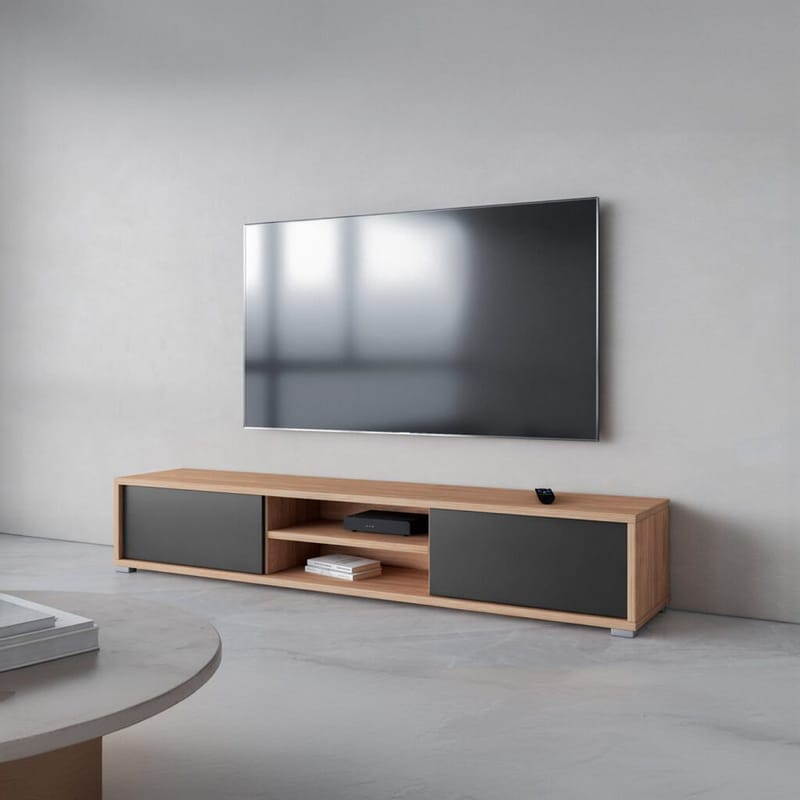 Vägghängd TV-bänk Frida 2 luckor upp - Antracit - Möbler - Tv möbel & mediamöbel - TV bänk & mediabänk