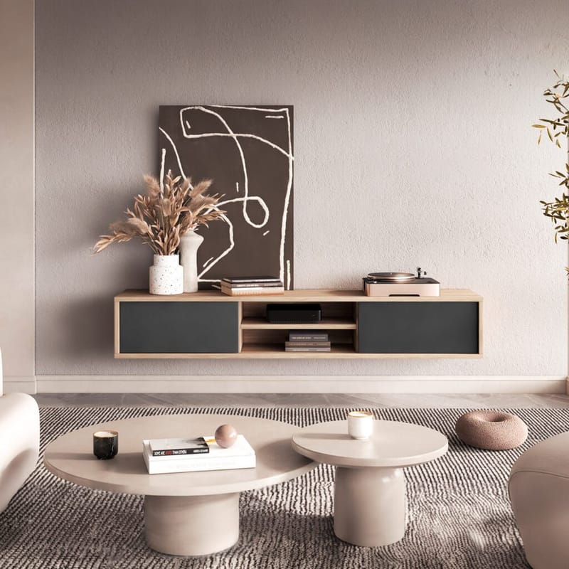 Vägghängd TV-bänk Frida 2 luckor upp - Antracit - Möbler - Tv möbel & mediamöbel - TV bänk & mediabänk