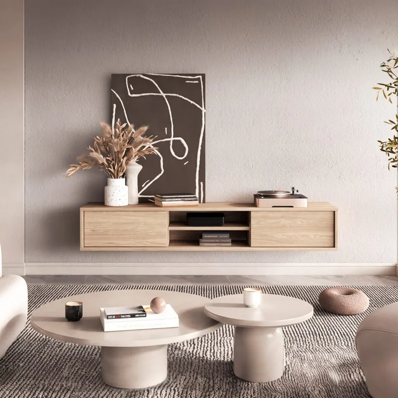 Vägghängd TV-bänk Frida 2 luckor upp - Oljad Ek - Möbler - Tv möbel & mediamöbel - TV bänk & mediabänk