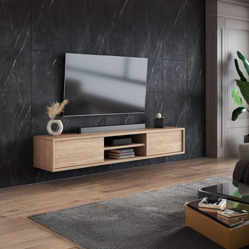 Vägghängd TV-bänk Frida 2 luckor upp - Oljad Ek - Möbler - Tv möbel & mediamöbel - TV bänk & mediabänk