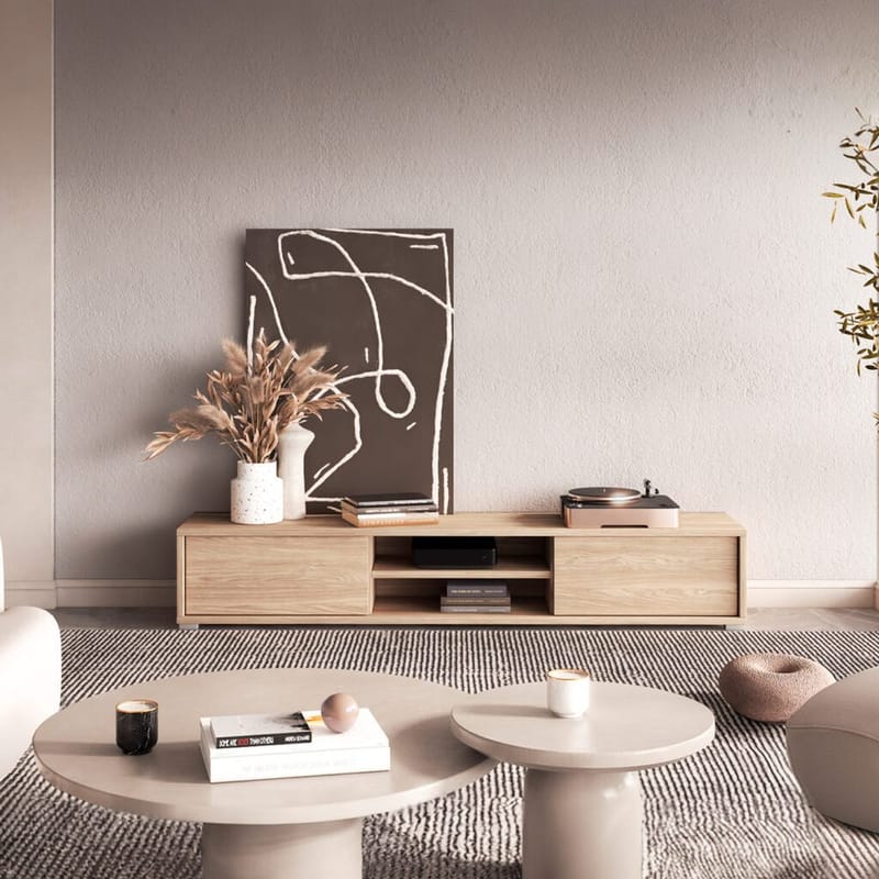 Vägghängd TV-bänk Frida 2 luckor upp - Oljad Ek - Möbler - Tv möbel & mediamöbel - TV bänk & mediabänk