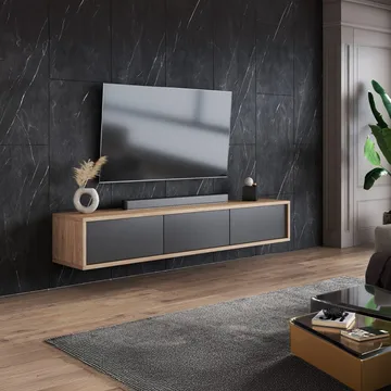 Vägghängd TV-bänk Frida 3 luckor upp - Antracit - Möbler - Tv möbel & mediamöbel - TV bänk & mediabänk