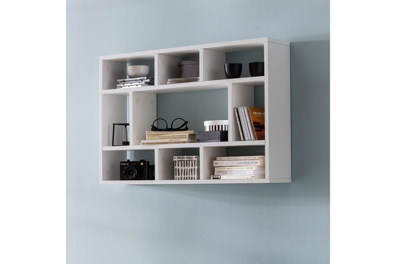 Vägghylla Wohnling melaminbelagd spånskiva, bokförvaring, väggmonterad, modern stil Vit - Vit - Förvaring - Hylla - Vägghylla
