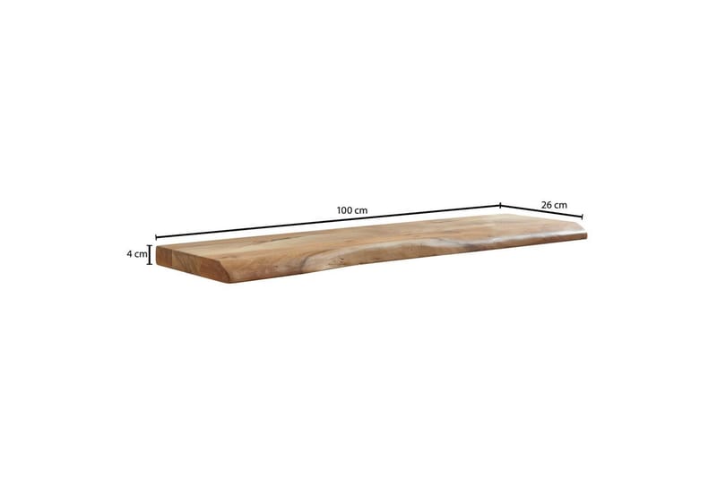 Vägghylla Wohnling träkant, massivt trä, flytande hylla, lantlig stil 100 cm - 100 cm - Möbler - Tv möbel & mediamöbel - TV hylla