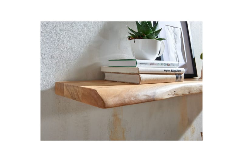 Vägghylla Wohnling träkant, massivt trä, flytande hylla, lantlig stil 100 cm - 100 cm - Möbler - Tv möbel & mediamöbel - TV hylla