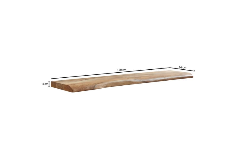 Vägghylla Wohnling träkant, massivt trä, flytande hylla, lantlig stil 120 cm - 120 cm - Möbler - Tv möbel & mediamöbel - TV hylla