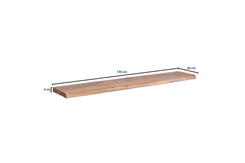 Vägghylla Wohnling träkant, massivt trä, flytande hylla, lantlig stil 140 cm - 140 cm - Förvaring - Hylla - Vägghylla