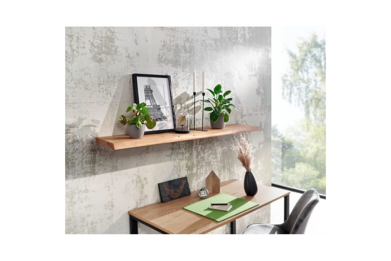Vägghylla Wohnling träkant, massivt trä, flytande hylla, lantlig stil 140 cm - 140 cm - Möbler - Tv möbel & mediamöbel - TV hylla
