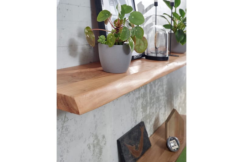 Vägghylla Wohnling träkant, massivt trä, flytande hylla, lantlig stil 140 cm - 140 cm - Möbler - Tv möbel & mediamöbel - TV hylla