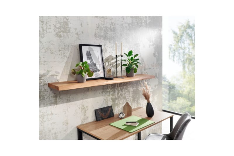 Vägghylla Wohnling träkant, massivt trä, flytande hylla, lantlig stil 160 cm - 160 cm - Möbler - Tv möbel & mediamöbel - TV hylla