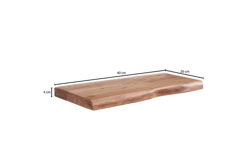 Vägghylla Wohnling träkant, massivt trä, flytande hylla, lantlig stil 40 cm - 40 cm - Möbler - Tv möbel & mediamöbel - TV hylla