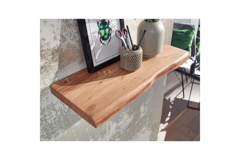 Vägghylla Wohnling träkant, massivt trä, flytande hylla, lantlig stil 40 cm - 40 cm - Möbler - Tv möbel & mediamöbel - TV hylla