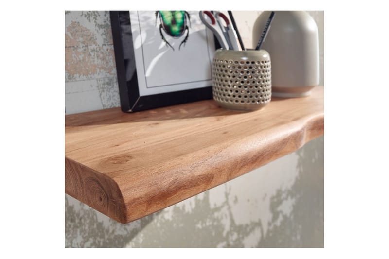 Vägghylla Wohnling träkant, massivt trä, flytande hylla, lantlig stil 40 cm - 40 cm - Möbler - Tv möbel & mediamöbel - TV hylla