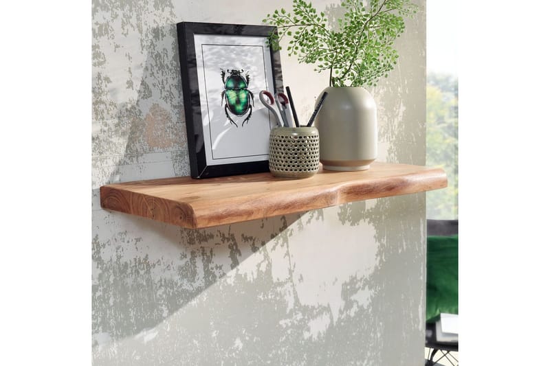 Vägghylla Wohnling träkant, massivt trä, flytande hylla, lantlig stil 60 cm - 60 cm - Möbler - Tv möbel & mediamöbel - TV hylla
