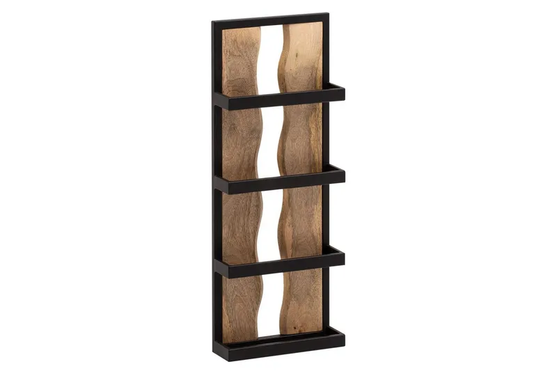 Vägghylla Wohnling Träkant Solid Trä Metallram med 4 Hyllor Industriell, undefined